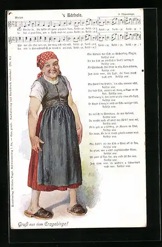 Lied-AK Hilmar Mückenberger: Gruss aus dem Erzgebirge, `s Bärbele