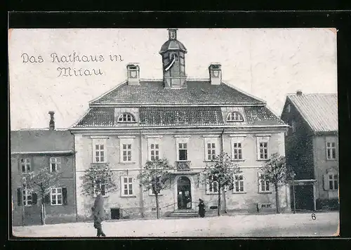 AK Mitau, Rathaus, Strassenansicht