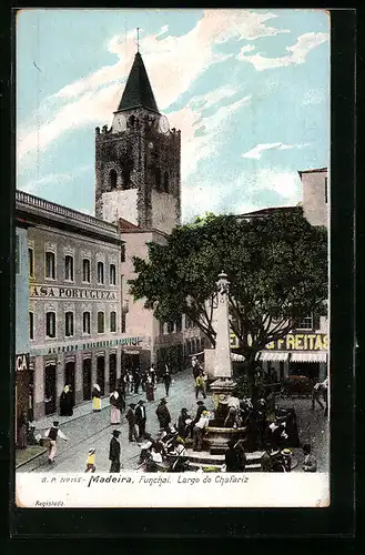 AK Funchal /Madeira, Largo do Chafariz, Denkmal