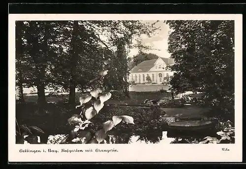 AK Oettingen, Hofgarten mit Orangerie