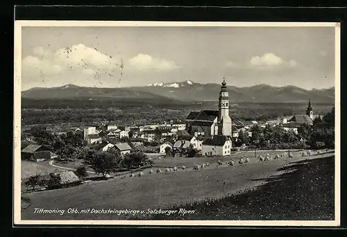 AK Tittmoning, Ortsansicht mit Dachsteingebirge und Salzburger Alpen
