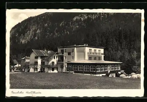 AK Hallthurm, Ortsansicht mit Passhöhe