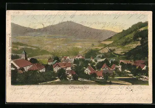 Lithographie Ottenhoefen, Blick auf den Ort aus der Vogelschau