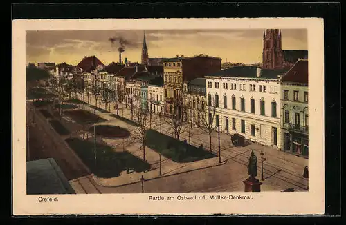 AK Crefeld, Partie am Ostwall mit Moltke-Denkmal