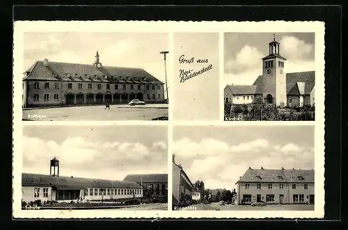 AK Neu-Büddenstedt, Rathaus, Kirche Schule und Ringplatz