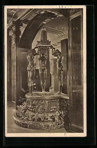 AK Berlin, Weinhaus Gasthaus Rheingold am Potsdamer Platz, Brunnen Rheingold-Töchter