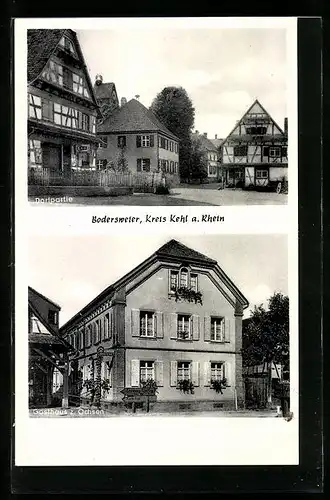 AK Bodersweier, Dorfpartie, Gasthaus z. Ochsen