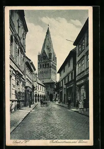 AK Soest i. W., Rathausstrasse und Dom