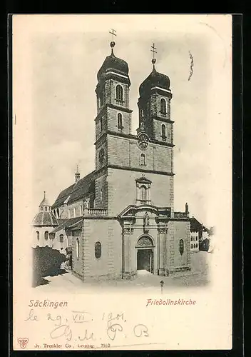 AK Säckingen, Blick zur Friedolinskirche