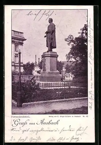 AK Ansbach, Partie am Platendenkmal