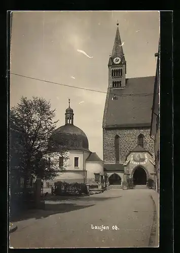 AK Laufen, Strassenpartie mit Kirche