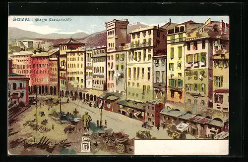 Lithographie Genova, Piazza Caricamento