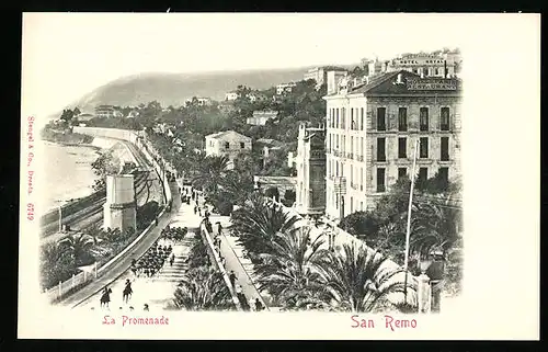 AK San Remo, La Promenade, Hotel de Paris, Hotel Royal