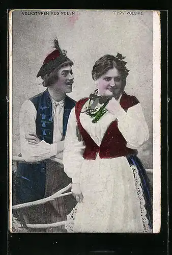 AK Volkstypen aus Polen, polnisches Paar in Tracht