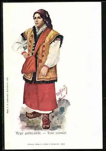 Künstler-AK Typy galicyjskie, Junge polnische Frau in Tracht