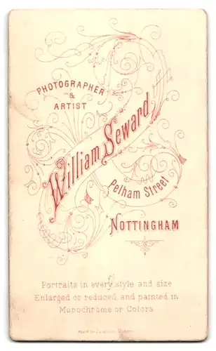 Fotografie William Seward, Nottingham, Pelham Street, Bürgerlicher Herr im Anzug mit Krawatte