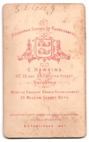 Fotografie C. Hawkins, Brighton, 32, 33 & 38, Preston Street, Bürgerlicher Herr mit grauem Vollbart