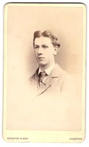 Fotografie Webster & Son, Chester, 19, Bridge St. Row, Junger Herr im Anzug mit Krawatte