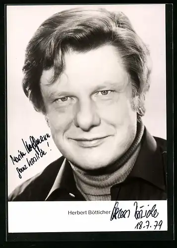 AK Schauspieler Herbert Bötticher lächelt freundlich, mit original Autograph