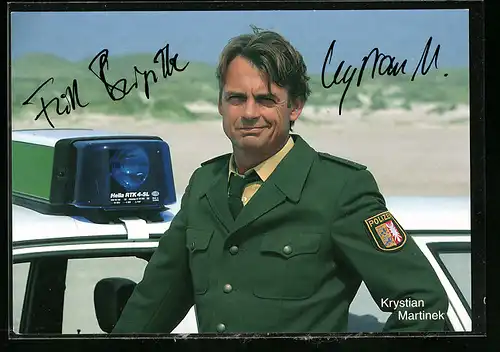 AK Schauspieler Krystian Martinek als Polizist in Tod auf Amrum, mit original Autograph