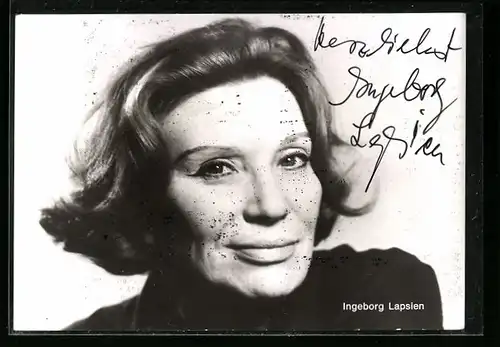 AK Schauspielerin Ingeborg Lapsien, mit original Autograph