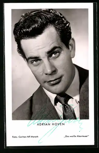 AK Schauspieler Adrian Hoven im Anzug, original Autograph