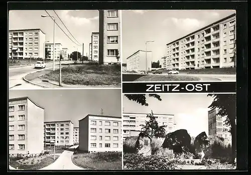 AK Zeitz-Ost, Strassenansicten aus einer Neubau-Wohnsiedlung