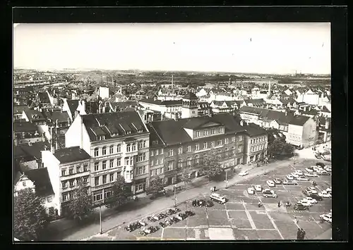 AK Zeitz, Friedensplatz aus der Vogelschau