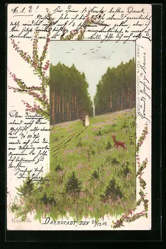 Künstler-AK Alfred Mailick: Paar beim Spaziergang auf einem Feld