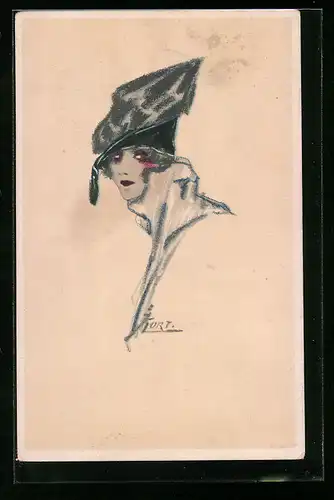 Künstler-AK Erna Maison-Kurt: Dame mit elegantem Hut