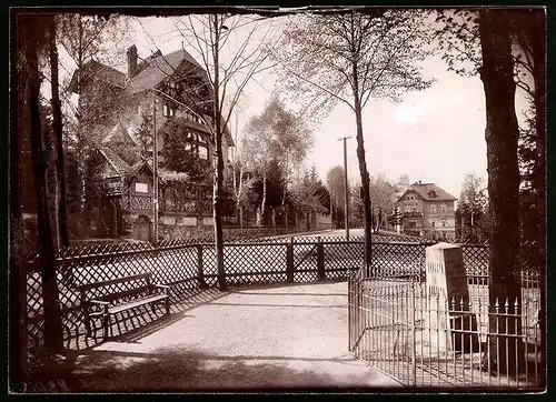 Fotografie Brück & Sohn Meissen, Ansicht Bad Hartha, Villa Wilhelmsruhe & Strassenansicht