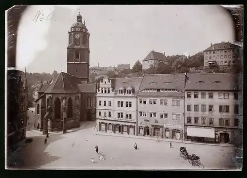 Fotografie Brück & Sohn Meissen, Ansicht Meissen i. Sa., Marktplatz mit Laden von Theodor Karsch, Frauenkirche