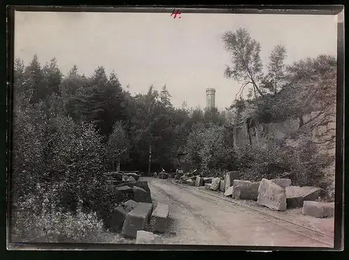 Fotografie Brück & Sohn Meissen, Ansicht Rochlitz, Steinbrüche & Turm am Rochlitzer Berg