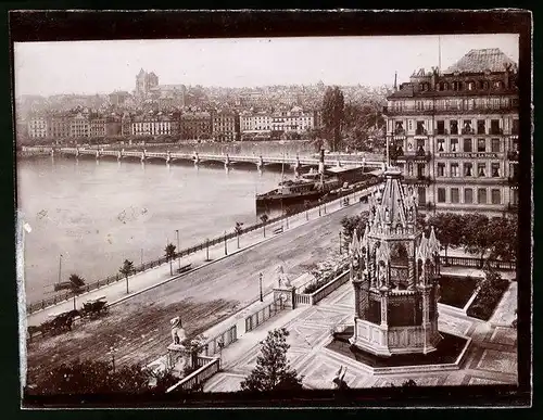 Fotografie Brück & Sohn Meissen, Ansicht Genf, Partie in der Stadt mit Grand Hotel de la Paix