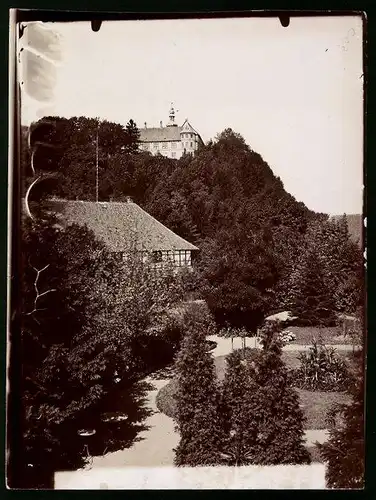 Fotografie Brück & Sohn Meissen, Ansicht Bad Herzberg, Partie im Park mit Blick zum Schloss