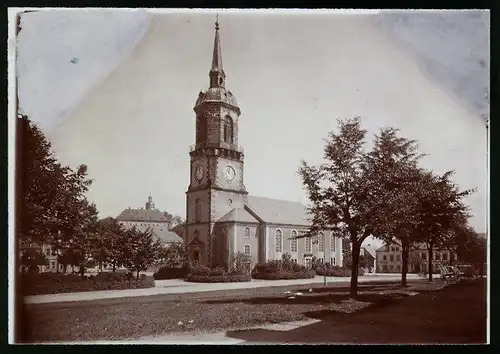 Fotografie Brück & Sohn Meissen, Ansicht Frauenstein / Erzg., Blick auf den Markt und Kirche