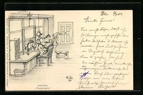 Künstler-AK H. Starkloff: Schalter, Vergnügen