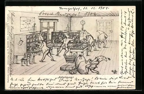 Künstler-AK H. Starkloff: Abfertigung