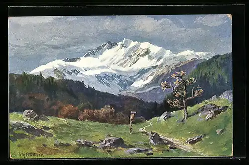 Künstler-AK August Splitgerber: Ansicht aus den Alpen
