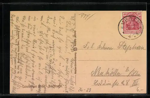 Steindruck-AK Lüneburger Heide, Dorfstrasse