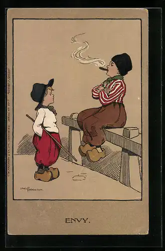 Künstler-AK Ethel Parkinson: Envy, Kleiner Junge ist neidisch auf Freund mit Zigarre