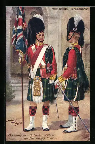 Künstler-AK Harry Payne: Gordon Highlanders, Captain and Subaltern Officer