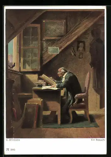 Künstler-AK Carl Spitzweg: Ein Besuch