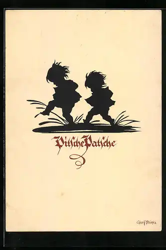 Künstler-AK Georg Plischke: Pitsche Patsche, Schattenbild