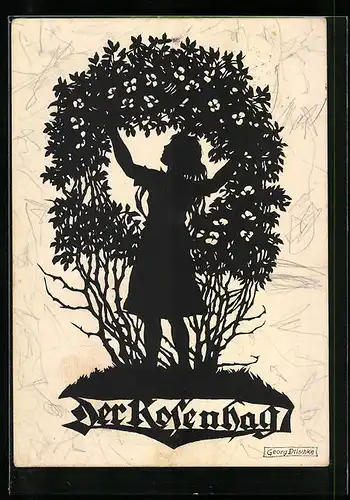 Künstler-AK Georg Plischke: Der Rosenhag, Schattenbild