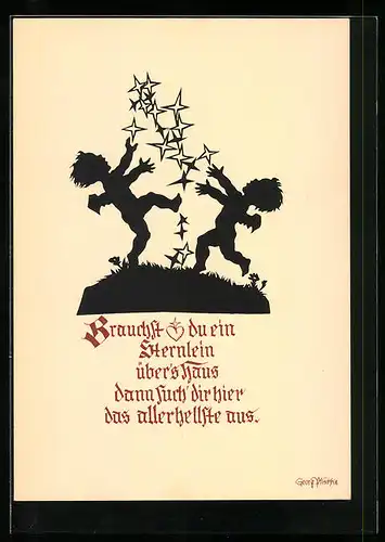 Künstler-AK Georg Plischke: Brauchst du ein Sternlein..., Schattenbild