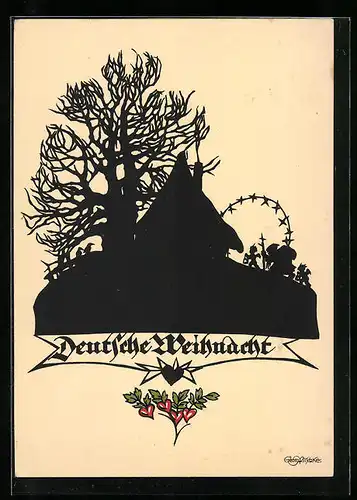 Künstler-AK Georg Plischke: Deutsche Weihnacht, Schattenbild
