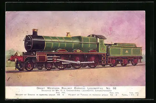 AK Great Western Railway Express Locomotive No. 98, englische Eisenbahn