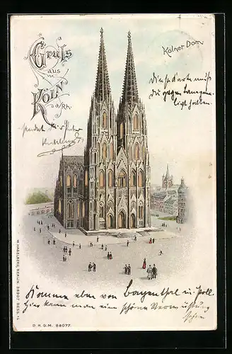 Lithographie Köln, Kölner Dom, Halt gegen das Licht