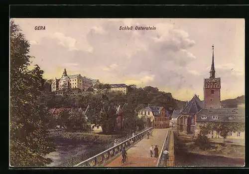 AK Gera, Schloss Osterstein mit Brücke